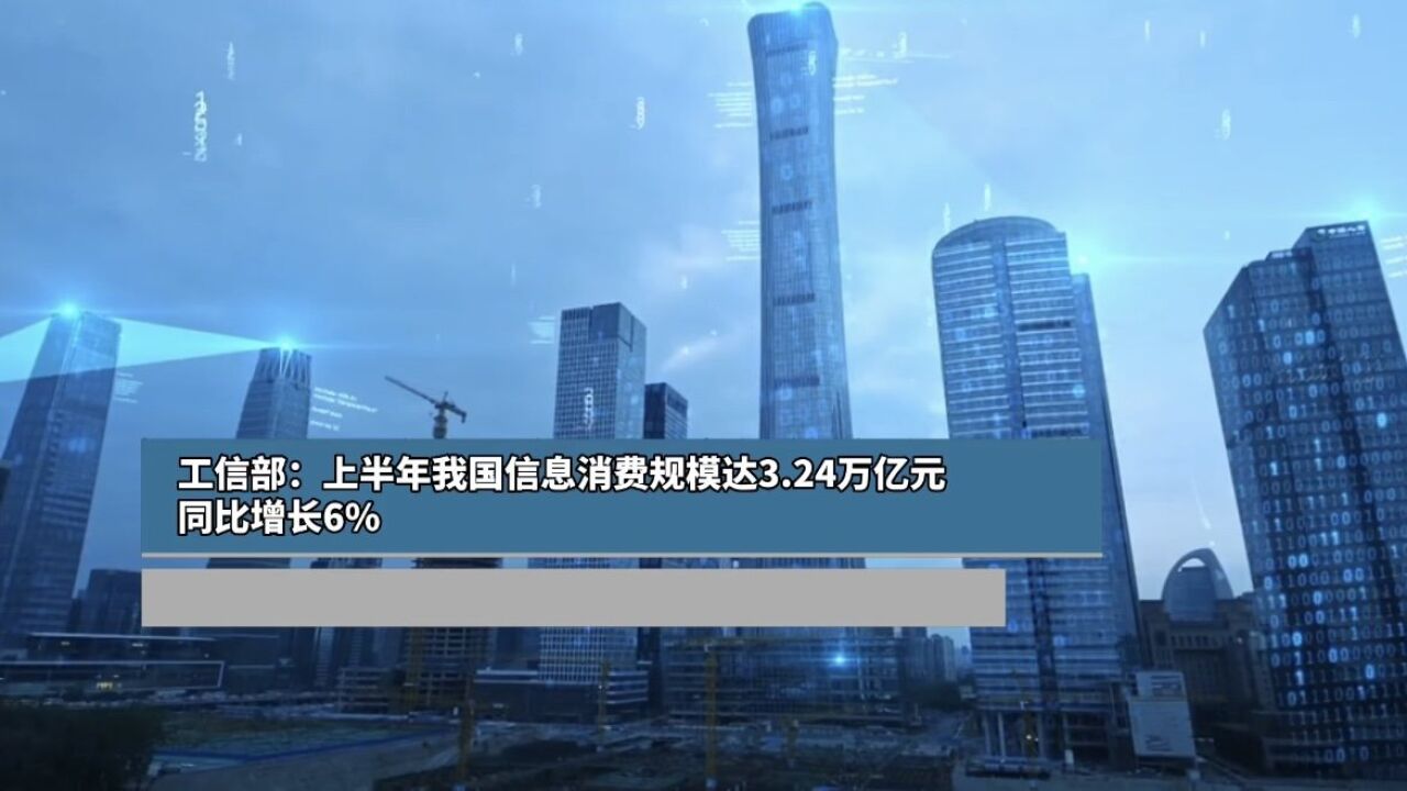 工信部:上半年我国信息消费规模达3.24万亿元,同比增长6%