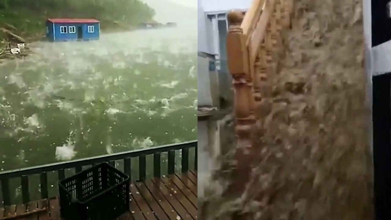 湖北宜昌多地遭暴雨冰雹 街道变“冰河”,积水倒灌房屋楼梯成瀑布