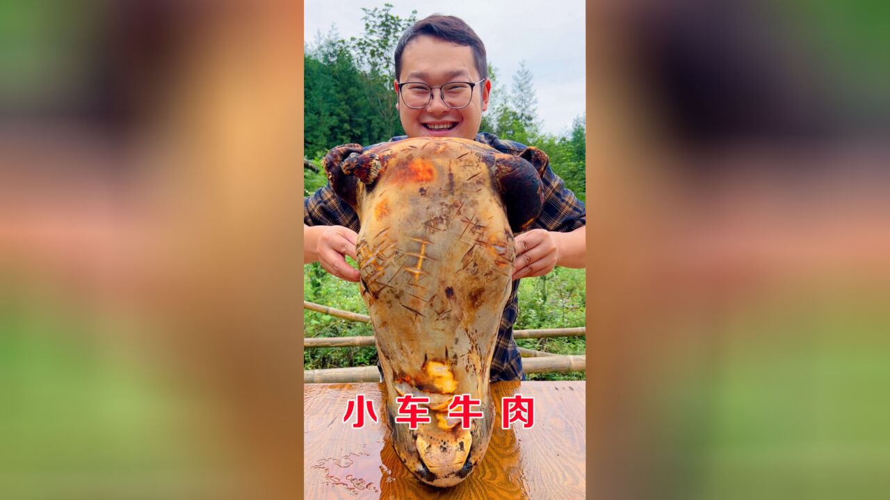 600块买个大牛头,用大铁锅炖9小时,做成“小车牛肉”吃着真得劲