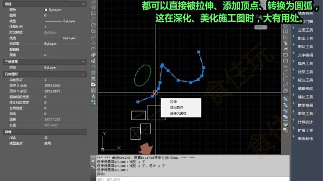 一键CAD辅助器工具|如何使用S2P快捷键命令,去转换弯曲线与PL样条曲线?