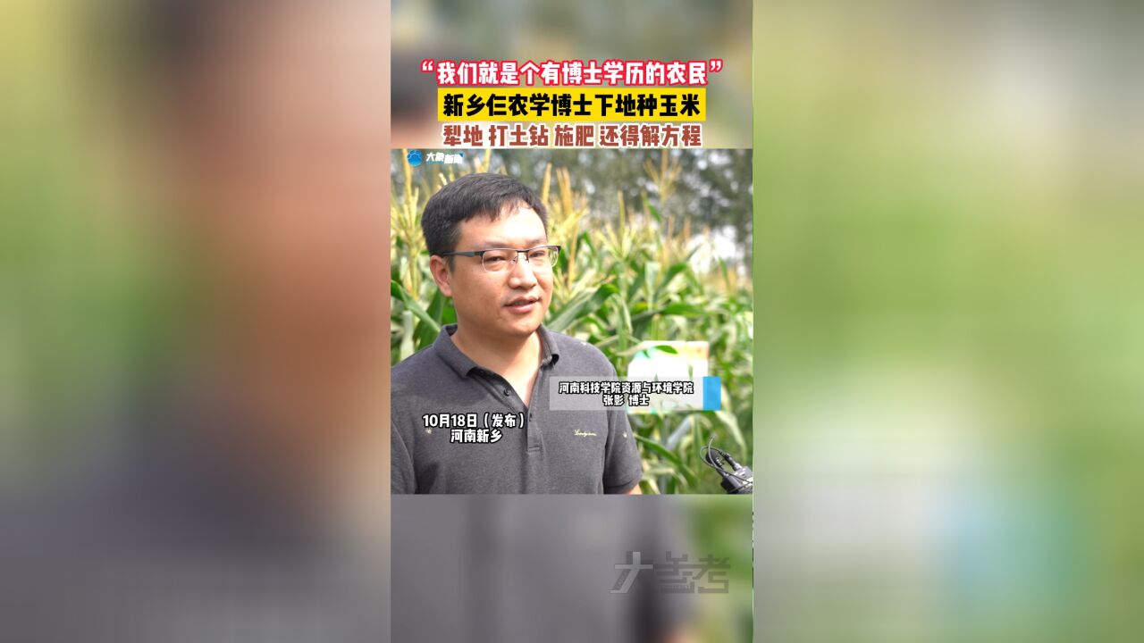 河南新乡仨农学博士下地种玉米,犁地打土钻施肥还得解方程,我们就是个有博士学历的农民