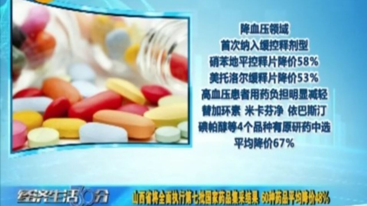 山西省将全面执行第七批国家药品集采结果,60种药品平均降价48%