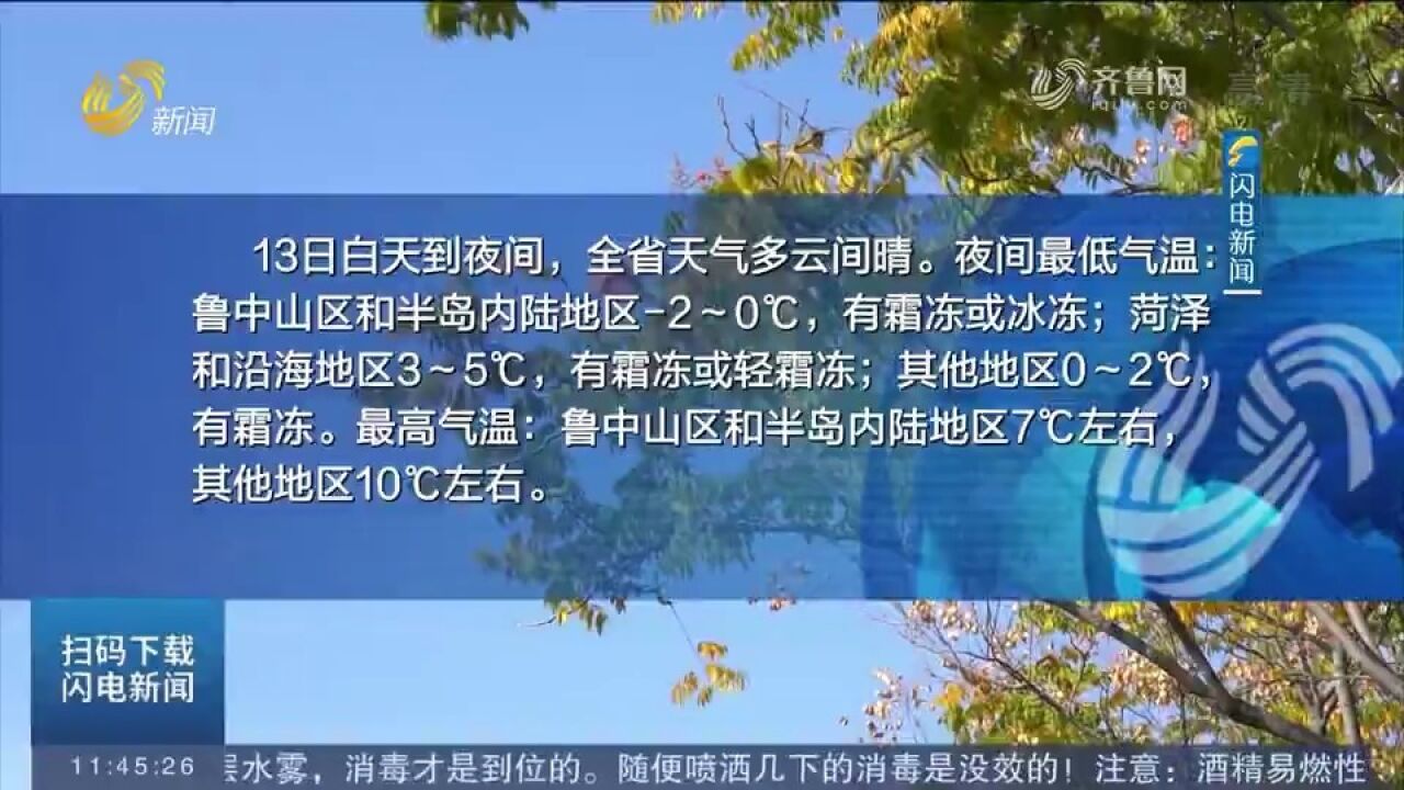 大风+降温!鲁中山区、半岛内陆地区最低温2到0℃,有霜冻或冰冻