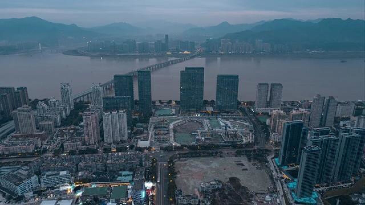 浙江省温州市,延时拍摄温州瓯江夜景