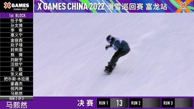 马熙然凭借60分在X GAMES CHINA 2022滑雪巡回赛 富龙站中排名第七名!