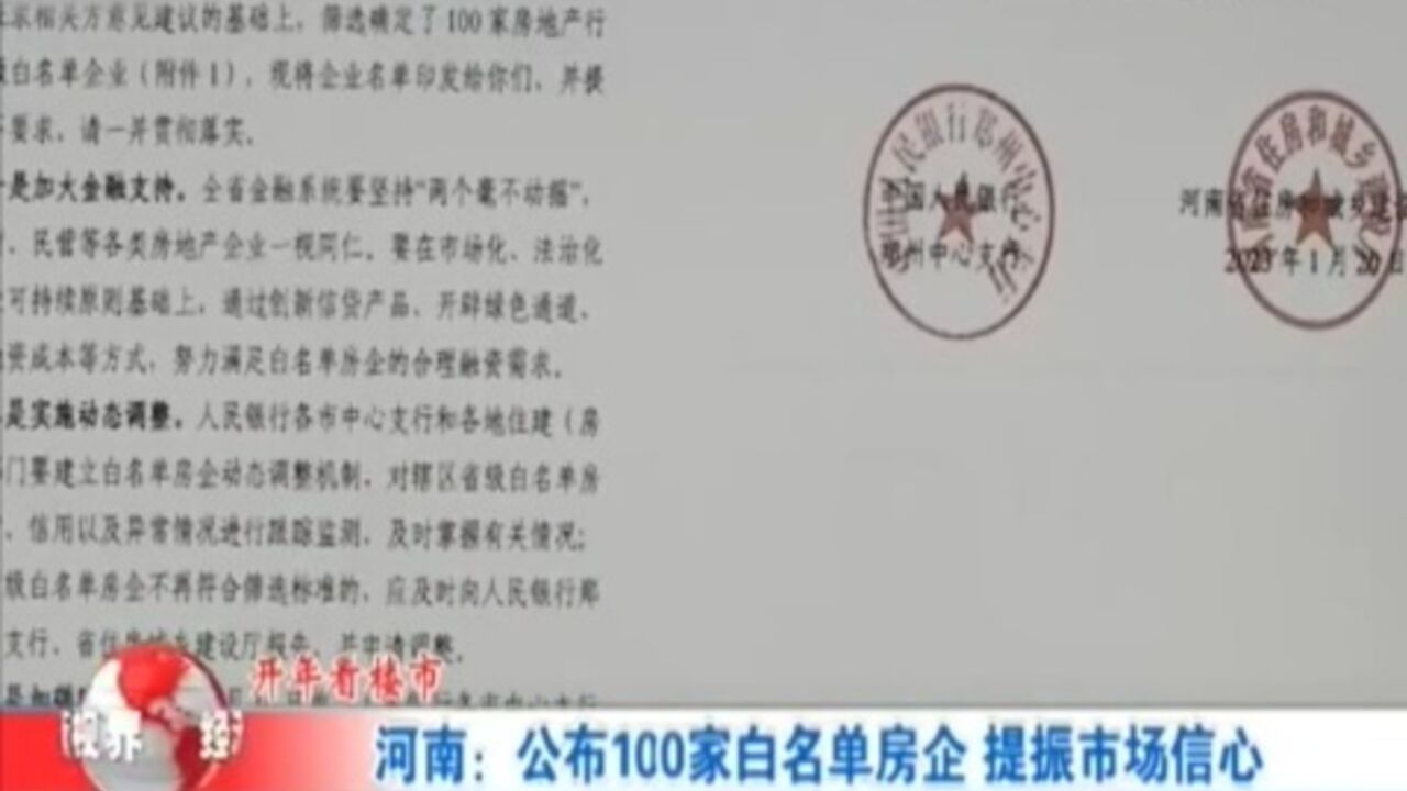 河南:公布100家白名单房企,提振市场信心