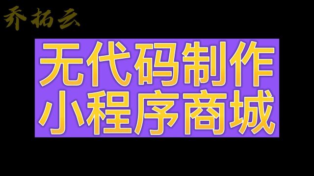 怎样自己做一个小程序商城,小程序无代码自己搭建