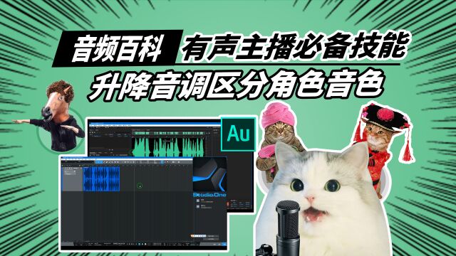 有声主播必备技能 AU升降音调区分角色音色 愤怒的调音师 录音直播有声书教学