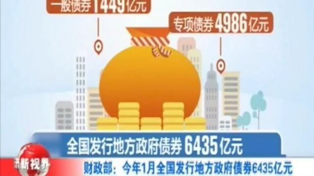 财政部:今年1月全国发行地方政府债券6435亿元