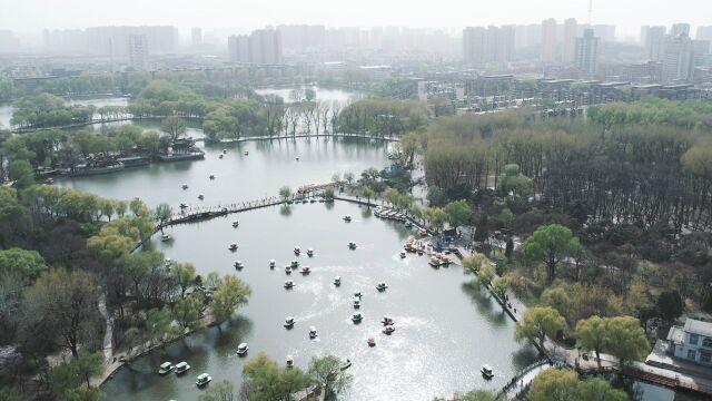 航拍鞍山二一九公园,美丽的春天,美丽的鞍山.