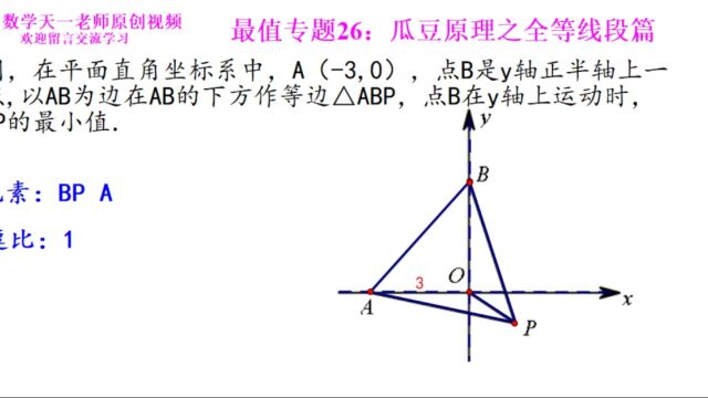 初中数学几何最值专题26.5:瓜豆原理之线段篇