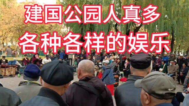 哈尔滨建国公园周末人真多,各种各样的娱乐,老年人健康快乐的生活