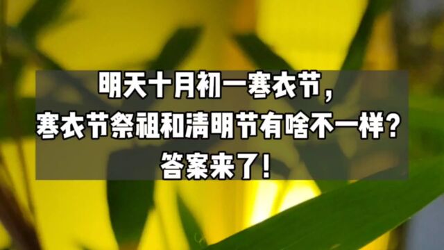 明天十月初一寒衣节,寒衣节祭祖和清明节有啥不一样?答案来了!