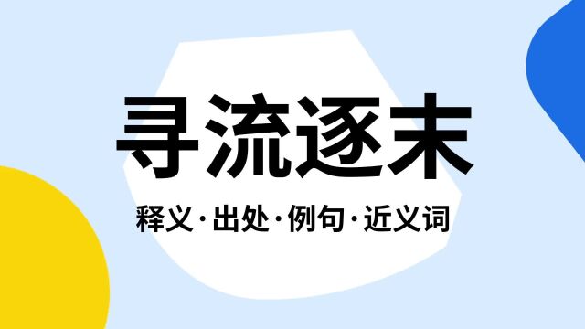 “寻流逐末”是什么意思?