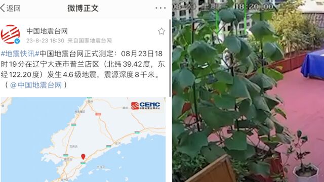 监控画面 | 辽宁大连突发4.6级地震,多地网友表示震感明显