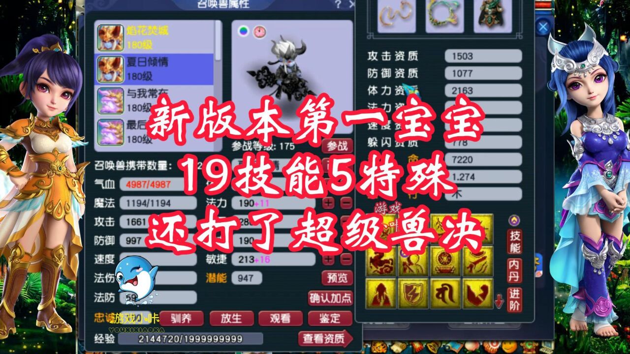 梦幻西游:新版本第一宝宝,19技能5特殊,还打了超级兽决!