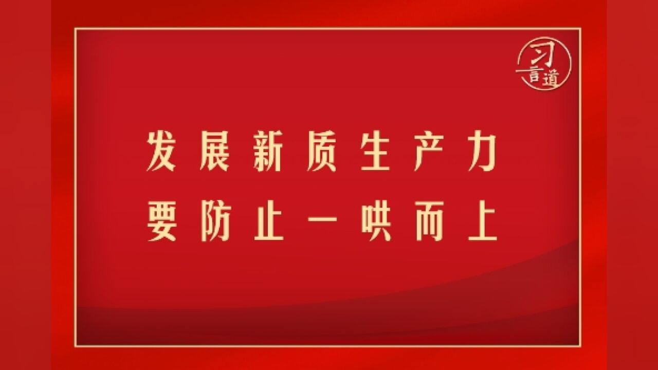 习言道|发展新质生产力要防止一哄而上