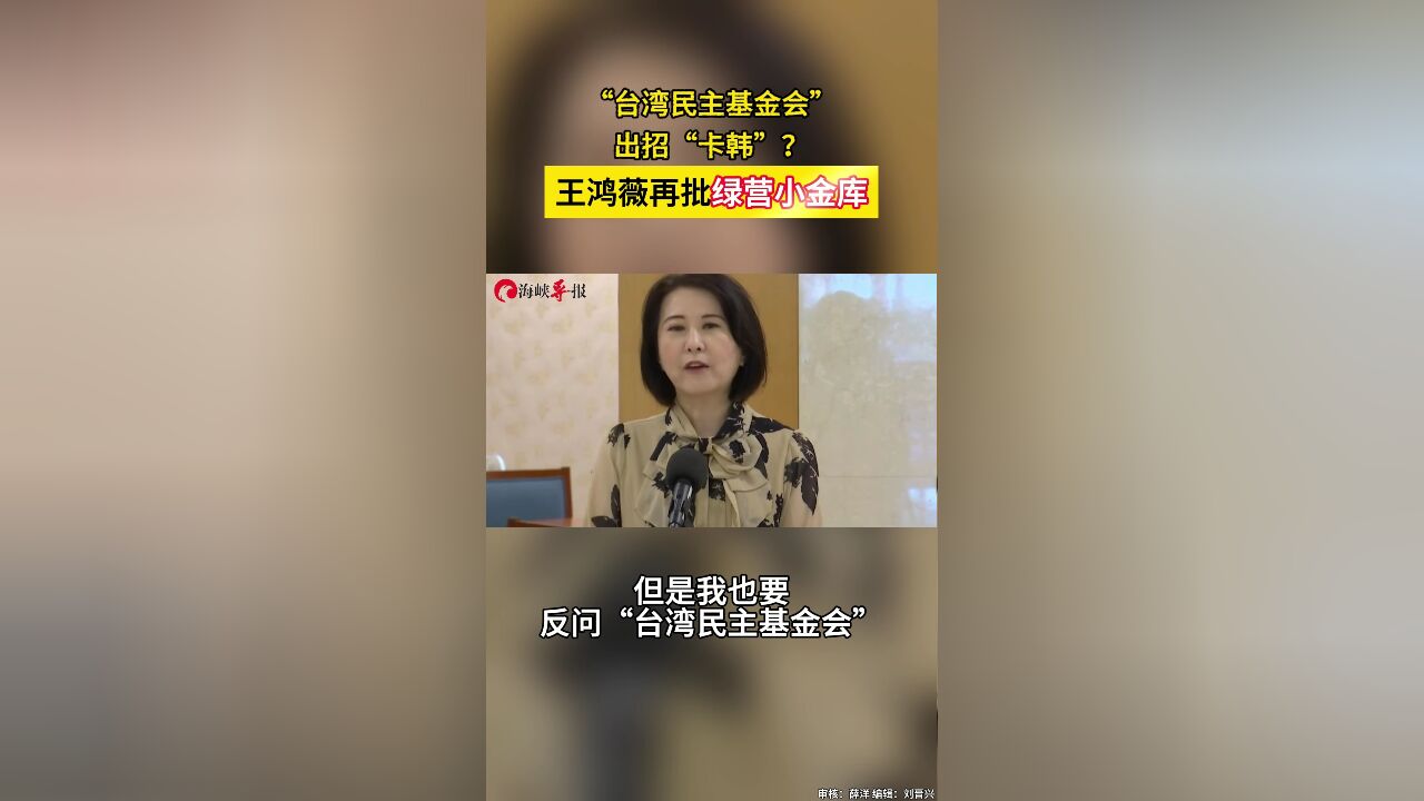 “台湾民主基金会”出招卡韩国瑜?王鸿薇批:已沦为绿营小金库