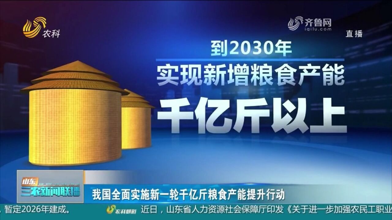 我国全面实施新一轮千亿斤粮食产能提升行动,夯实粮食安全根基