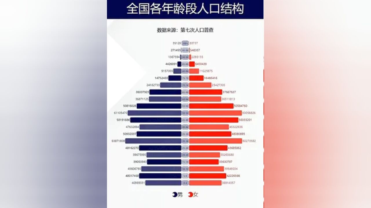 全国各年龄段分性别人口结构