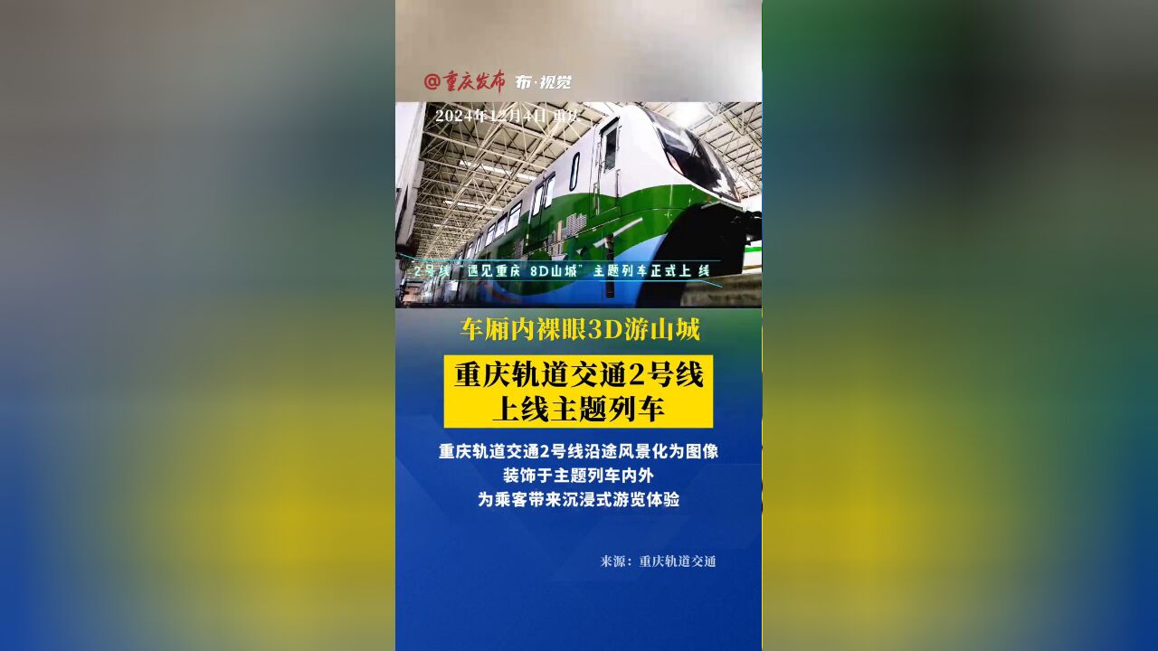 重庆轨道交通2号线上线主题列车 可以在车厢内裸眼3D游山城