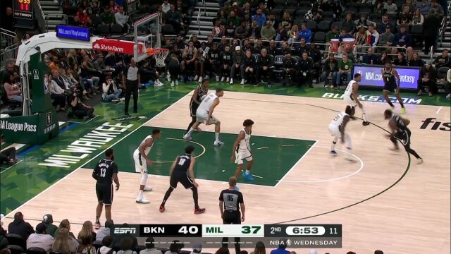 NBA季前赛：篮网vs雄鹿第2节英文原声回放