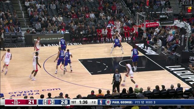 NBA常规赛：火箭vs快船第1节英文原声回放
