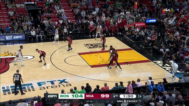 NBA常规赛：凯尔特人vs热火第4节英文解说回放