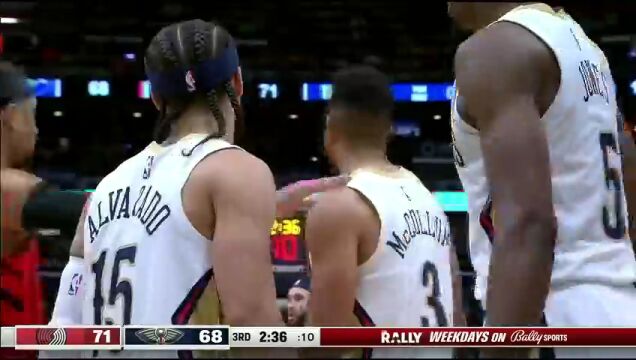 NBA常规赛：开拓者vs鹈鹕第3节中文解说回放