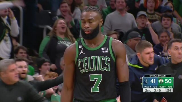 NBA常规赛：森林狼vs凯尔特人第2节英文原声回放