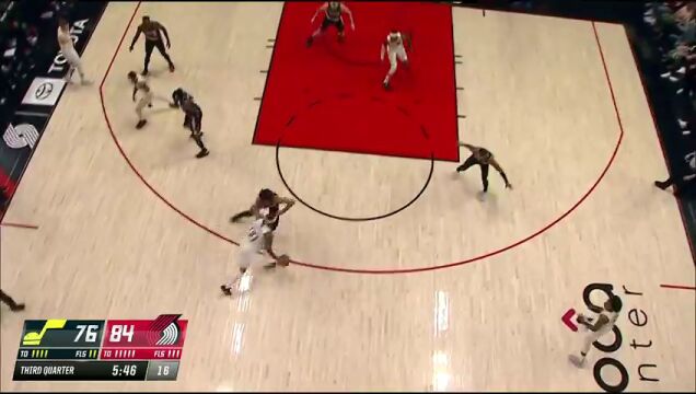 NBA常规赛：爵士vs开拓者第3节 英文解说回放