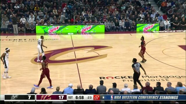 马刺vs骑士第1节英文原声回放