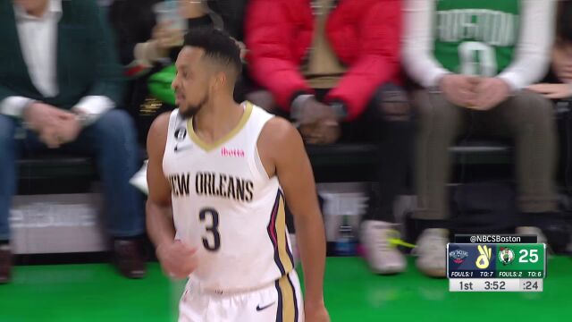 鹈鹕114-125凯尔特人 CJ空砍38分双探花狂轰72分击溃对手
