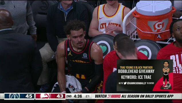 NBA常规赛：奇才vs老鹰第2节 英文解说回放