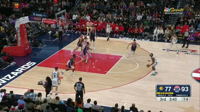 NBA常规赛：步行者vs奇才第3节英文原声回放
