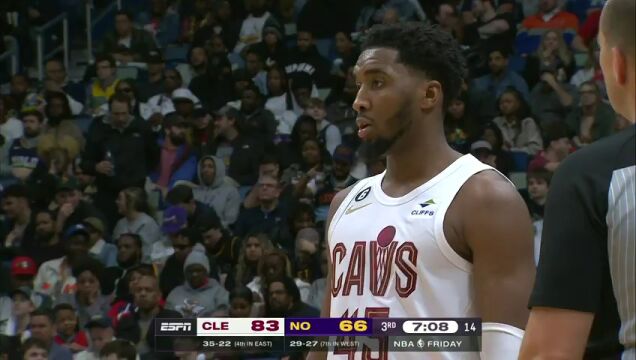 NBA常规赛：骑士vs鹈鹕第3节英文原声回放