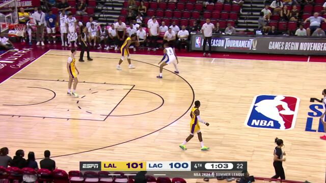 NBA夏季联赛：湖人vs快船第4节英文原声回放