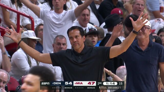 掘金vs热火第2节英文原声回放