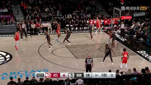 NBA常规赛：老鹰vs篮网第1节英文原声回放