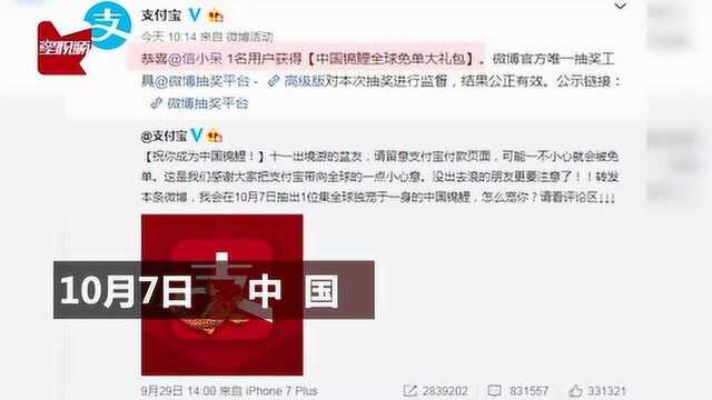 支付宝公布中国锦鲤全球免单获奖者!网友:实名羡慕