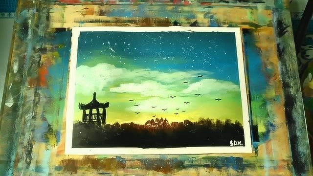 简单的风景画 夏天傍晚