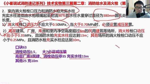 小崔说试157集:室内消火栓动压及充实水柱的要求,一个超好口诀