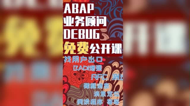 SAP业务顾问ABAP debug 第二课