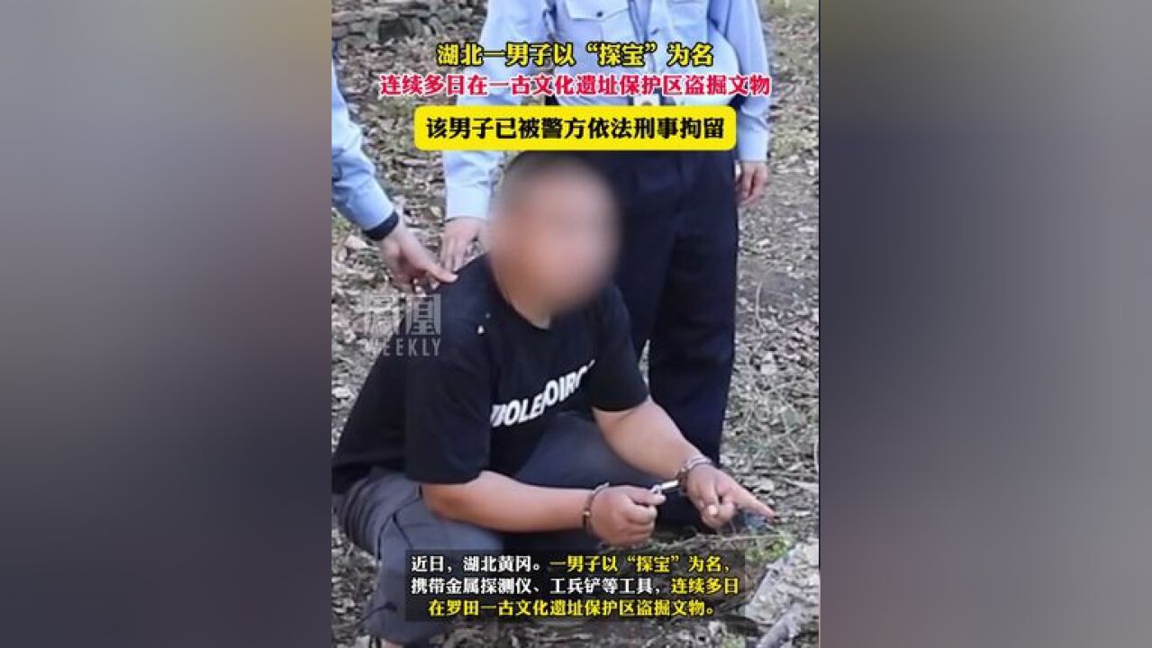 湖北一男子以“探宝”为名,连续多日在一古文化遗址保护区盗掘文物