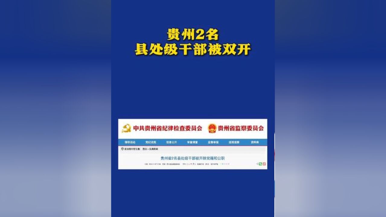 贵州2名县处级干部被双开