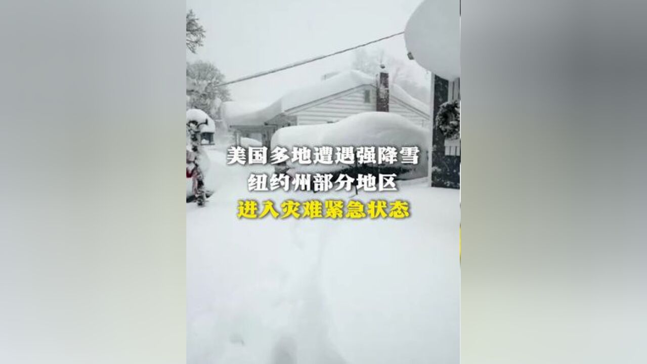 美国多地遭遇强降雪 纽约州部分地区 进入灾难紧急状态