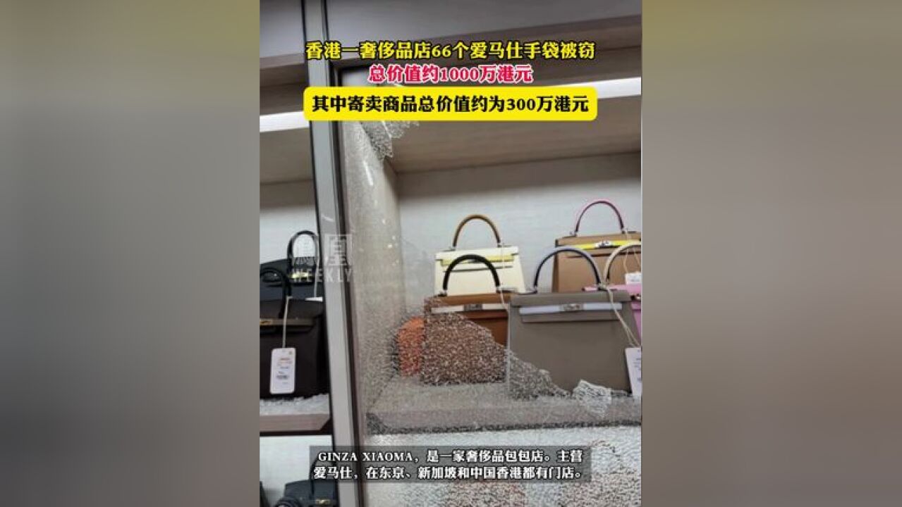 香港一奢侈品店66个爱马仕手袋被窃,总价约1000万港元