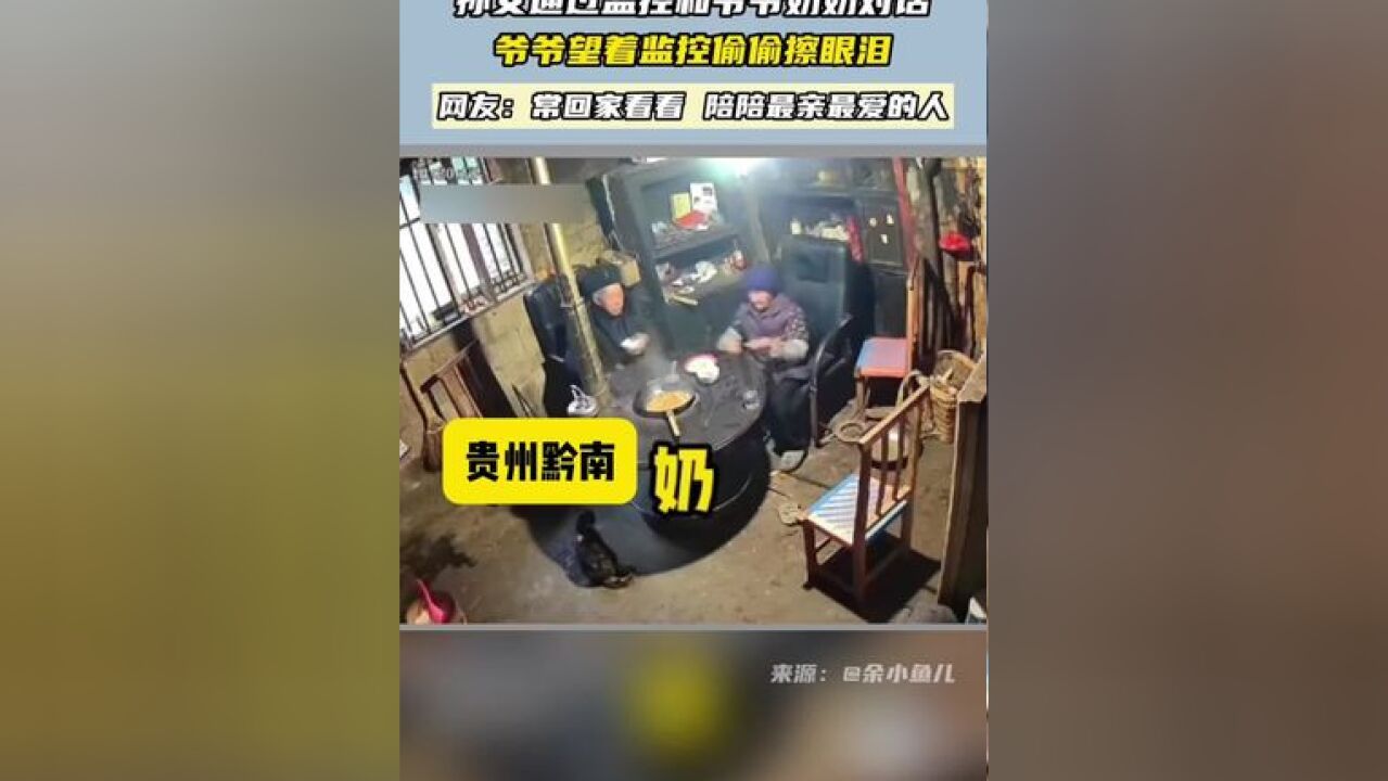 孙女通过监控和爷爷奶奶对话 爷爷望着监控偷偷擦眼泪 网友:常回家看看 陪陪最亲最爱的人 #常回家看看 #暖心 #感人