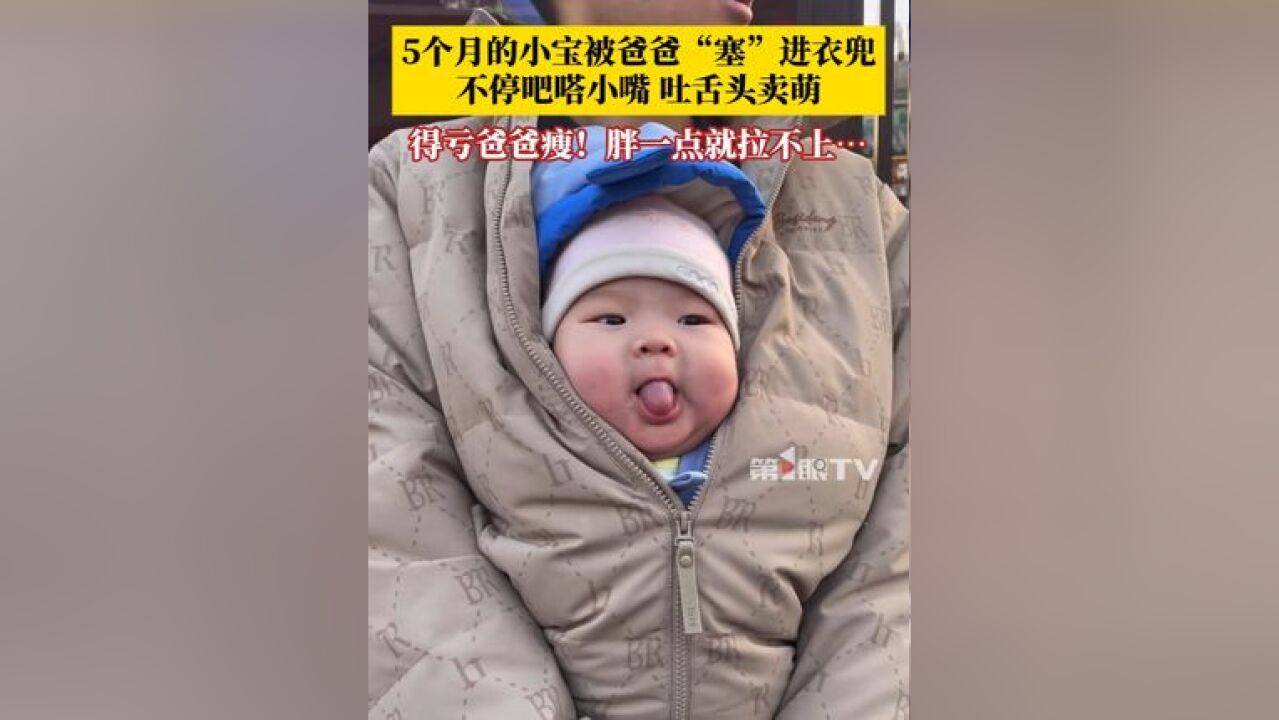 我也想抱这么奶fufu的人类幼崽!12月31日,北京,奶爸袋鼠式带娃萌翻众人,网友:解锁了冬天遛娃新方式