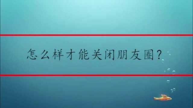 怎么样才能关闭朋友圈?